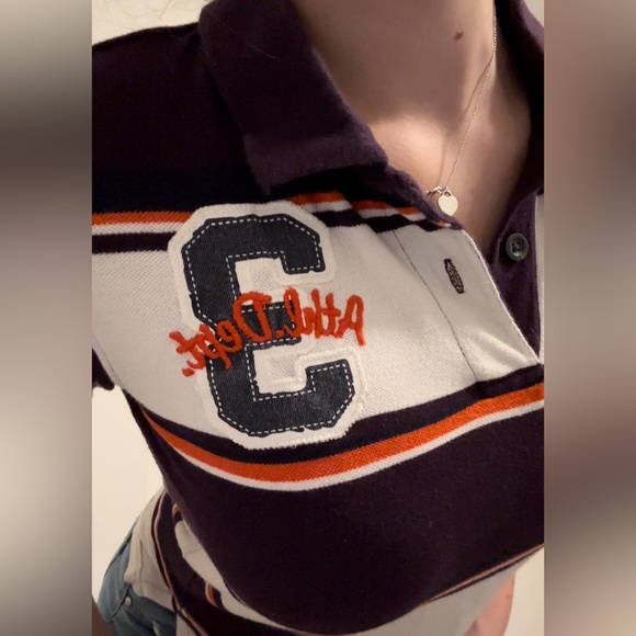 burgundy orange polo shirt with patch - Picture 2 of 2